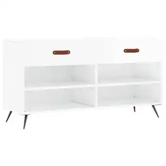 Blokker The Living Store Schoenenbank - 102 x 35 x 55 cm - Hoogglans wit - Duurzaam hout - IJzeren poten aanbieding