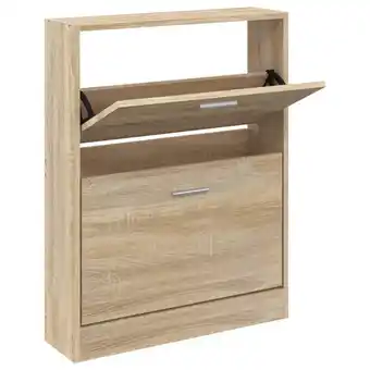 Blokker The Living Store Schoenenkast Eiken - 59 x 17 x 81 cm - Neerklapbare lades aanbieding