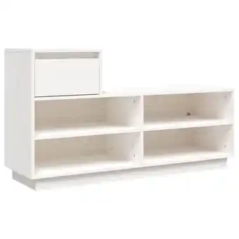 Blokker The Living Store Schoenenkast - Massief grenenhout - 110 x 34 x 61 cm - Wit aanbieding