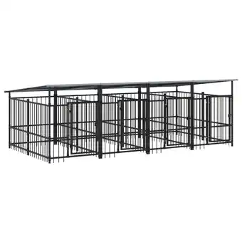 Blokker The Living Store Hondenhok Hondenkennel - 394x198x128 cm - Zwart - Gepoedercoat Staal aanbieding