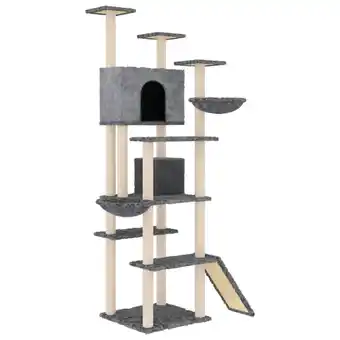 Blokker The Living Store Kattenboom - 104 x 78 x 191 cm - donkergrijs - meerdere niveaus - huisjes - mandjes en platforms aanbieding