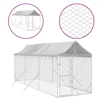 Blokker The Living Store Hondenkennel Buiten - 2 x 6 x 2.5 m - Gegalvaniseerd Staal - Polyetheen Dak - Zilver aanbieding