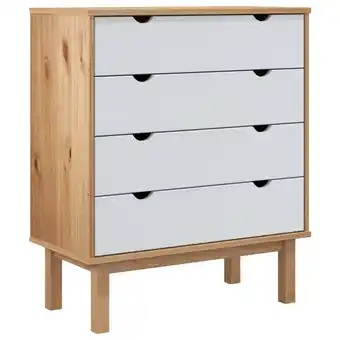 Blokker The Living Store OTTA Ladekast - 76.5 x 39.5 x 90 cm - Massief grenenhout - 4 lades aanbieding