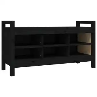 Blokker The Living Store Halbank Grenenhout - Zwart - 110 x 40 x 60 cm - Opbergbank met 6 vakken aanbieding