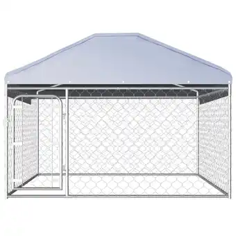 Blokker The Living Store Hondenkennel - Gegalvaniseerd Staal - 200 x 200 x 100/135 cm - Met Dak - Zilver aanbieding