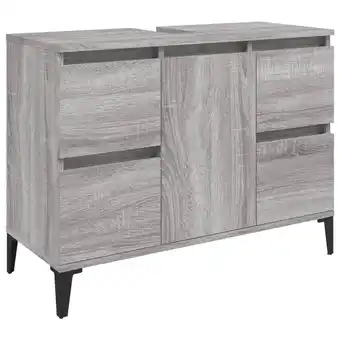 Blokker The Living Store Wastafelkast Badkaast - 80 x 33 x 60 cm - Grijs Sonoma Eiken aanbieding