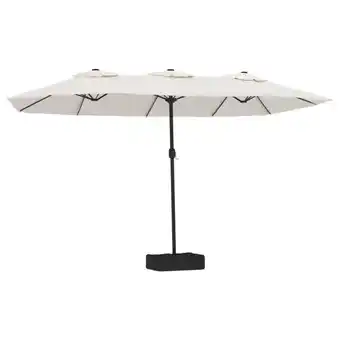 Blokker The Living Store Parasol - Dubbel - Polyester - Zandwit/Donkergrijs - 449 x 265 x 245 cm aanbieding