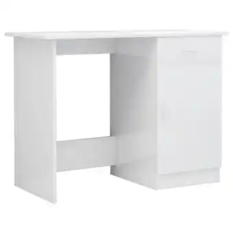 Blokker The Living Store Bureau Bureau Modern Hoogglans Wit 100x50x76 cm - Met lade en deur aanbieding