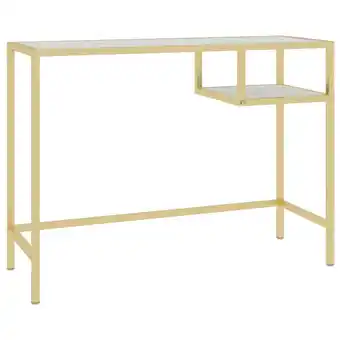 Blokker The Living Store Computertafel - Goud en wit - 100 x 36 x 74 cm - Glas en ijzer aanbieding