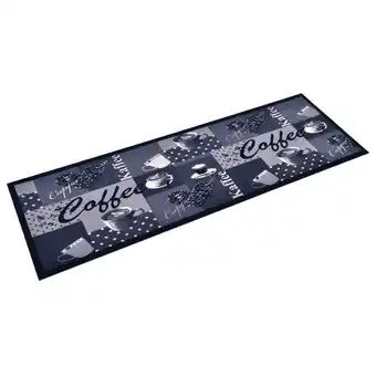 Blokker The Living Store Vloermat Blauwe Koffieprint - 180 x 60 cm - Anti-slip latex - Wasbaar in machine aanbieding