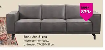 Leen Bakker Bank Jan 3-Zits 77 x 220 x 91 cm aanbieding