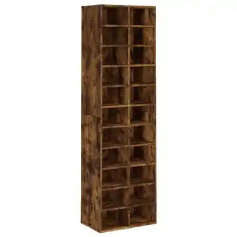 Blokker The Living Store Schoenenrek Gerookt Eiken - 54x34x183 cm - Met 22 schappen - Bewerkt hout aanbieding