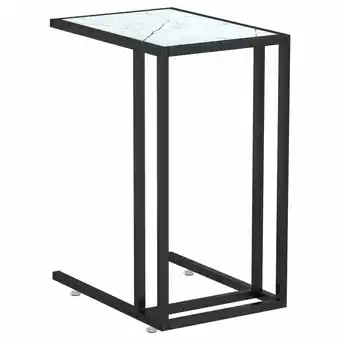 Blokker vidaXL Computer bijzettafel 50x35x65 cm gehard glas witmarmerkleurig aanbieding