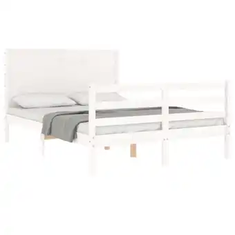 Blokker vidaXL Bedframe met hoofdbord massief hout wit aanbieding