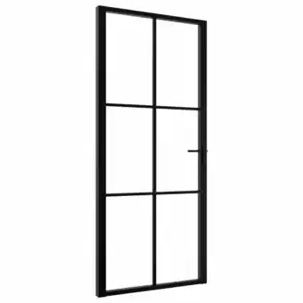 Blokker vidaXL Binnendeur 93x201,5 cm ESG-glas en aluminium zwart aanbieding