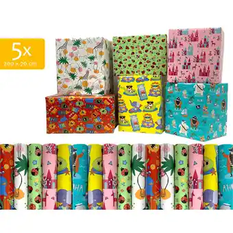 Blokker Kadopapier - Inpakpapier - Cadeaupapier 200 x 70 cm Kids - 5 rollen aanbieding