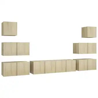 Blokker The Living Store Tv-meubelset Sonoma Eiken - 6x 60x30x30cm 2x 30.5x30x30cm - Spaanplaat aanbieding