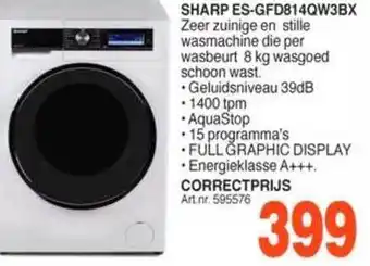 Correct Sharp ES-GFD814QW3BX wasmachine aanbieding