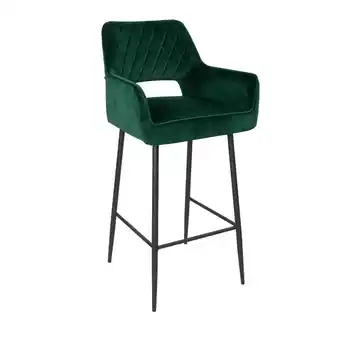 Blokker Bronx71 Velvet barkruk Mika donkergroen 78 cm aanbieding