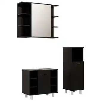 Blokker The Living Store Badkamerset - Medium Kast - Wastafelkast - Spiegelkast - Zwart - 80 x 20.5 x 64 cm - 30 x 30 x 95 aanbieding