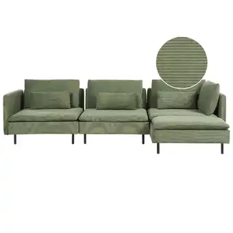 Blokker Beliani EGERIS - Modulaire Sofa-Groen-Corduroy aanbieding