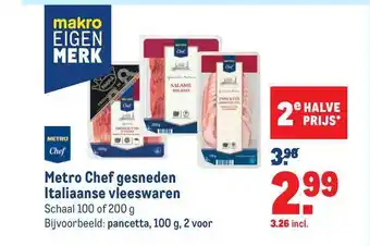 Makro Metro Chef gesneden Italiaanse vleeswaren aanbieding