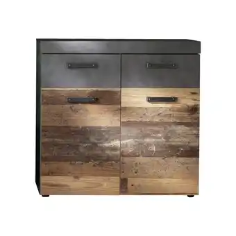 Blokker Irwin schoenenkast 2 deuren en 2 lades, grijs Matera decor, Old Wood decor aanbieding