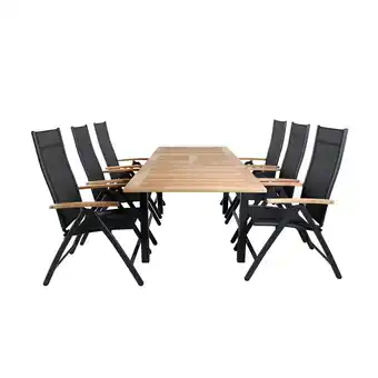 Blokker Panama tuinmeubelset tafel 90x152/210cm en 6 stoel Panama zwart, naturel aanbieding