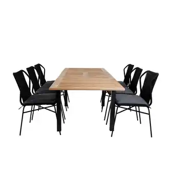 Blokker Panama tuinmeubelset tafel 90x152/210cm en 6 stoel Julian zwart, naturel aanbieding