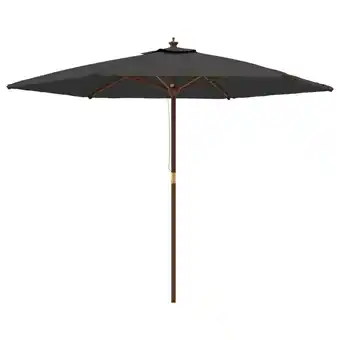 Blokker The Living Store Parasol Antraciet - 299 x 240 cm - Duurzaam polyester - Stabiel hardhouten frame - Ventilatierooster aanbieding