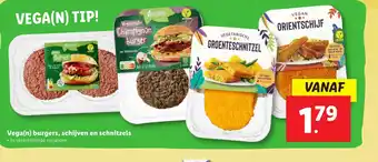 Lidl Vegan burgers, schijven en schnitzels aanbieding