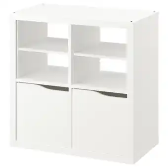 IKEA Kallax Open kast, met 2 deuren met 2 plankinzetten/gegolfd wit, 77x77 cm aanbieding