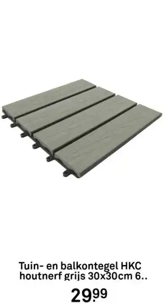 Karwei Tuin en balkontegel HKC houtnerf grijs 30x30cm 6 stuks aanbieding