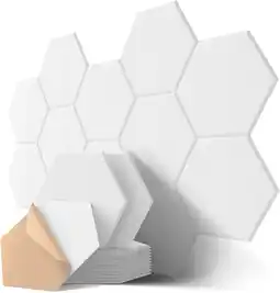 Amazon Hexagon zelfklevende akoestische panelen, 12-delige geluidsabsorberende wand met hoge dichtheid voor plafond/deur/muurdecorat aanbieding
