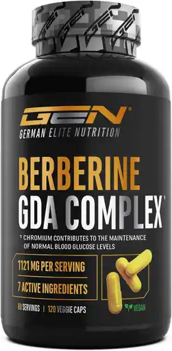 Amazon Berberine HCL Complex - Hooggedoseerd met 1120 mg per dagelijkse portie - GDA-formule met 7 actieve ingrediënten - 120 capsul aanbieding