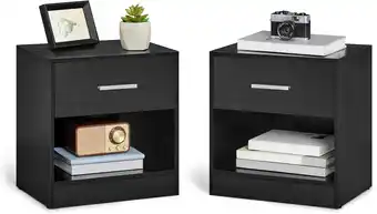 Amazon VASAGLE Nachttafel, set van 2, bijzettafel, met lade, handvat, open vak, salontafel, voor slaapkamer, woonkamer, klassiek zwa aanbieding