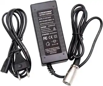 Amazon Tangspower 24 V 2 A loodzuurlader voor elektrische scooter, e-bike, golfwagen, rolstoel, oplader, 3-pins XLR-aansluiting aanbieding