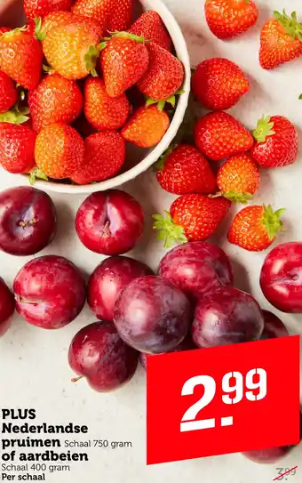 Coop PLUS pruimen of aardbeien aanbieding