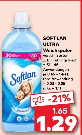 Kaufland DE SOFTLAN ULTRA Weichspüler aanbieding