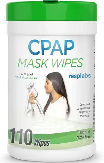 Amazon resplabs CPAP Mask Wipes - CPAP Cleaner for All Masks, Cushions, Supplies, and Accessories, Unscented and Alcohol-free - 110  aanbieding