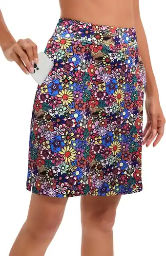 Amazon Timuspo Skort, sportkleding, voor dames, knielange rok met binnenshort, atletisch, tennisrok, met hoge taille, rok met broekj aanbieding