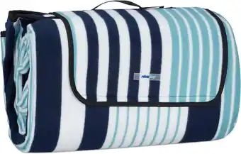 Amazon Relaxdays picknickkleed xxl, 200 x 300 cm, waterdicht, gestreept buitenkleed voor park, strand, camping, blauw/wit aanbieding