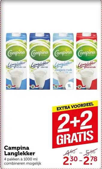 Coop Campina Langlekker 1000ml aanbieding