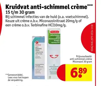 Kruidvat anti-schimmel-crème Miconazol 30 gram aanbieding