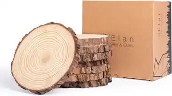 Amazon Elan Houtschijf 20-23cm Diameter 8 stuks, Natuurlijke Houtschijven voor Knutselen, Houten Schijven voor Knutselen, Natuurlijk aanbieding