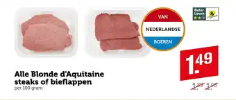 Coop Alle blonde d'aquitaine steaks of bieflappen 100g aanbieding