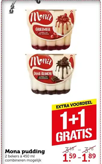 Coop Mona pudding 450ml aanbieding