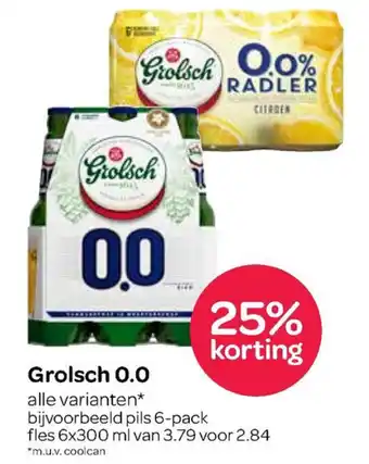 Spar Grolsch 0.0 6*300ml aanbieding