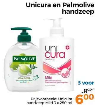 Trekpleister Unicura en Palmolive handzeep aanbieding