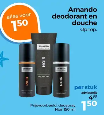 Trekpleister Amando deodorant en douche aanbieding